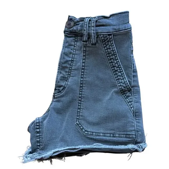 We The Free People Day Camp Cargo Shorts Green Khaki Utility Size 26 Gorpcore - Picture 6 of 6